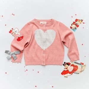 Pink Chicken Metallic Heart Cardigan Sweater
